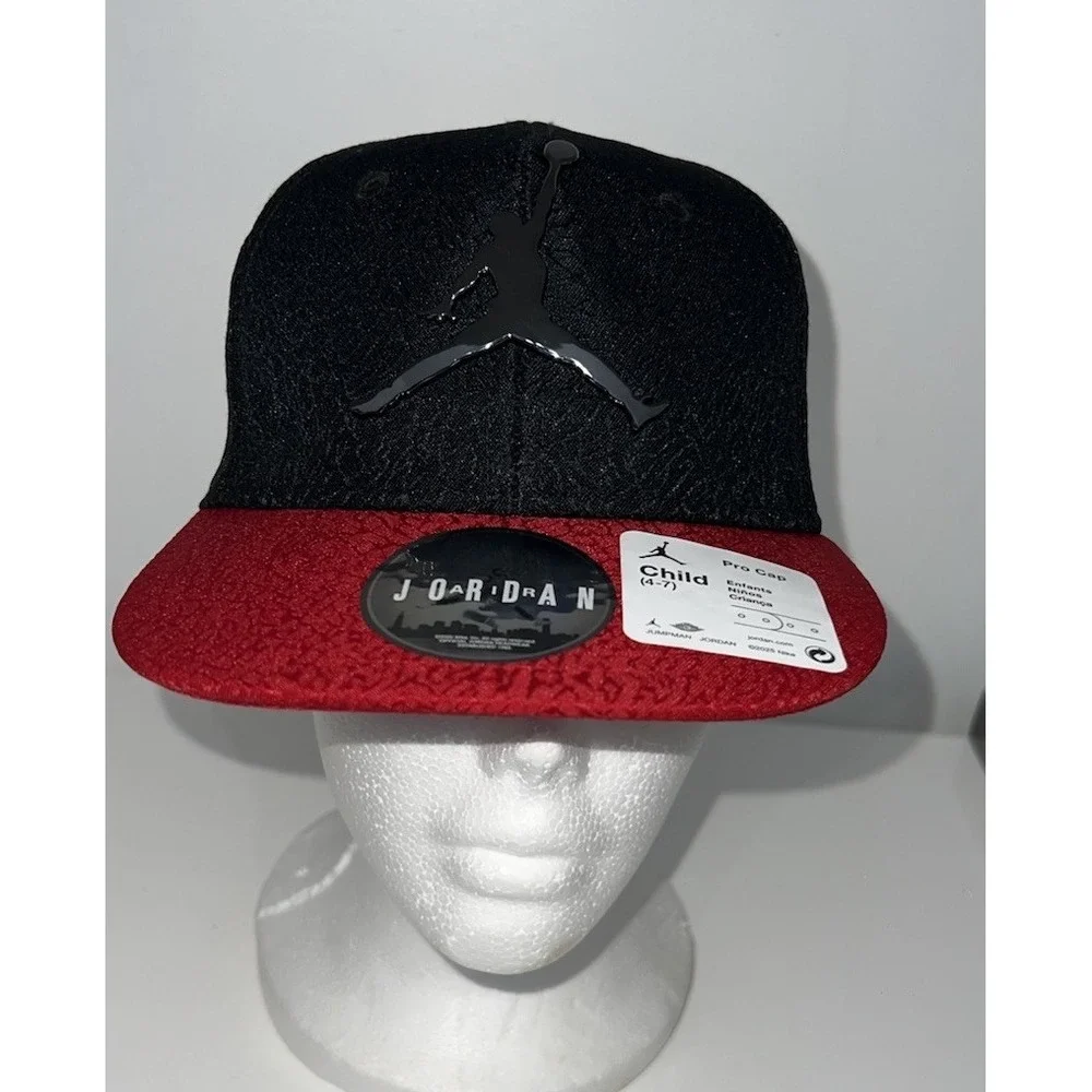 (12)Nike Jordan Jumpman Pro Cap Child 4-7 Black Red Snapback Hat New